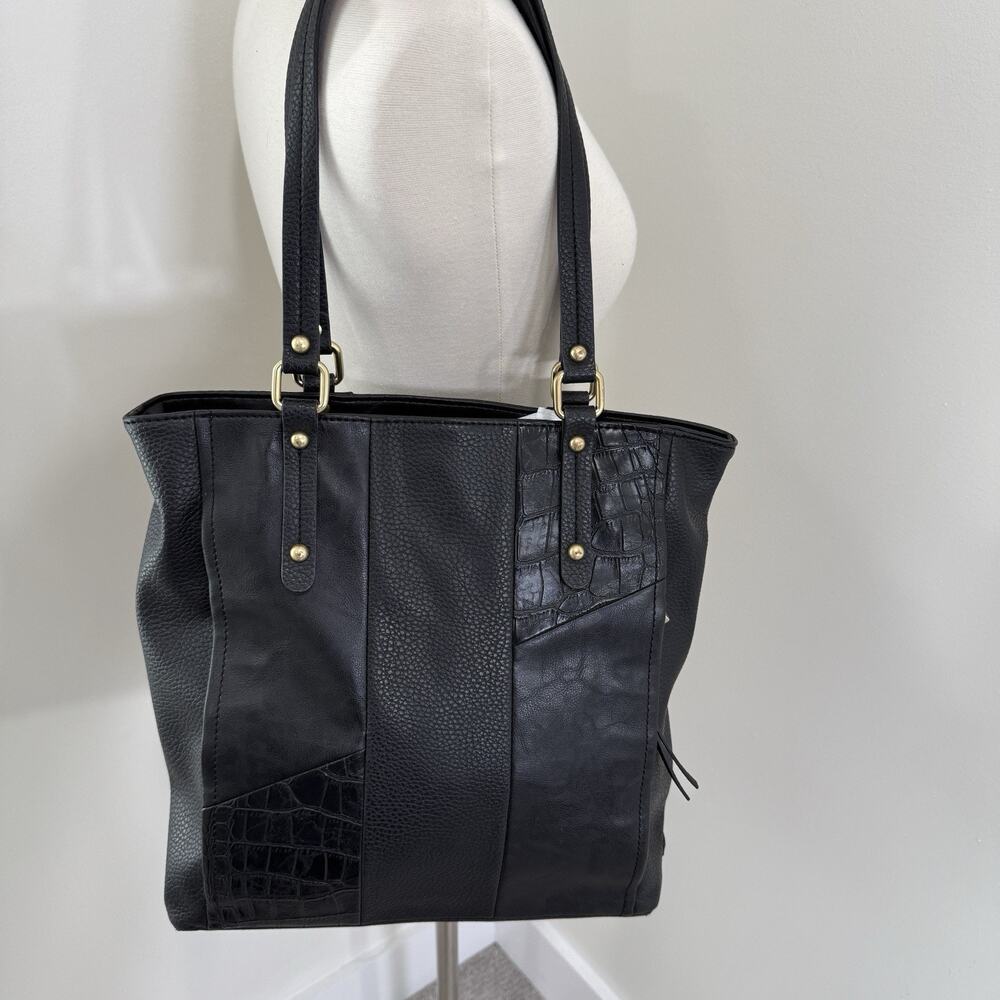 Relic Black Faux Leather Concealed Carry Purse Croc Embossed‎ Western Boho